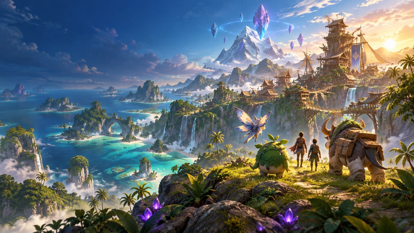 Arquipélago fantástico com criaturas originais, aventureiros e uma base iluminada